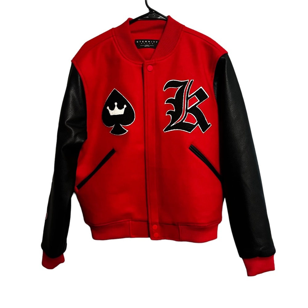 Eternity Men's King of Spades Bomber Lettermen Jacket Size M